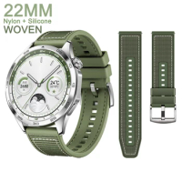 22mm Watch Band for HUAWEI WATCH GT2 Pro GT3 42MM 46MM Smart Watch Strap Huawei GT4 46MM GT Runner Silicone+Nylon Woven Bracelet