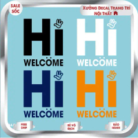 Decal Chữ HI Welcome Dán Cửa Kính Quán Cafe, Trà Sữa,...Slogan quán cafe, trà sữa, quán ăn