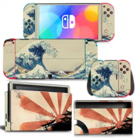 Sea Wave Style Vinyl Decal Skin Sticker For Nintendo Switch OLED Console Protector Game Accessoriy NintendoSwitch OLED