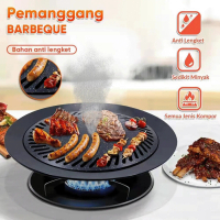 GRILL PAN BBQ Alat Pemanggang Anti Lengket Bulat Wajan Teflon Besi BBQ korea all you can eat Kitchen