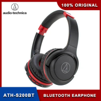 100% Original Audio Technica ATH-S200BT Bluetooth Earphone Music Wireless Folding Headphone With Remote Control With Microphone