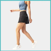 Fashion Yoga Pleated Skirt Summer Sports Shorts Women Anti-empty Short Skirt Running Fitness Tennis Badminton Skort