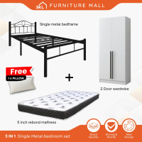 (3 IN 1 Set bilik tidur) Single Metal Bedroom Set / katil besi single set dengan tilam / bedroom set