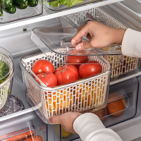 保鮮盒 家用冰箱透明保鮮盒大容量食品收納盒水果蔬菜瀝水籃廚房儲物盒子