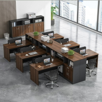 電腦桌 辦公桌 辦公桌椅組合簡約現代職員屏風2/4人位辦公室家具工作臺電腦桌子