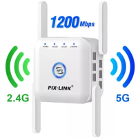 PIXLINK LV-AC24 Wireless 5G 2.4Ghz WiFi Repeater Extender 1200Mbps Wi-Fi Amplifier 802.11N Long Range AP Signal Booster
