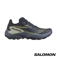 官方直營 Salomon 女 GENESIS 野跑鞋 碳藍/色調灰/綠