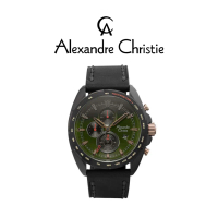 Jam Tangan Alexandre Christie Sport Chrono Men Band Grey Black Green Dial 44mm - AC6652MCBGBGN