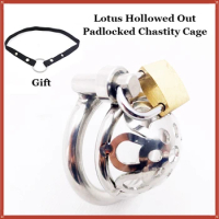 Stainless Steel Lotus Flower Skeleton Breathable Chastity Cage Send Chastity Belt Male Chastity Bondage Device Adult Erotic 18+