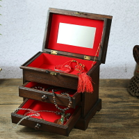 泰國實木首飾盒木質多功能公主泰式手飾品梳妝臺首飾收納盒大容量