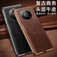 Luxury Ultrathin Flip Oil Wax Leather Cover For Huawei Mate40 Pro Business Women Full Protection Antiskid Case Smart View Window