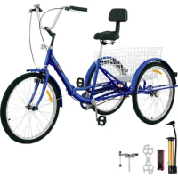 2024 Bkisy Tricycle Adult 24'' Wheels Adult Tricycle 1-Speed 3 Wheel Bikes White for Adults Three Wheel Bike