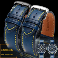 22mm 23mm For CITIZEN Blue Angel Men Radio Wave Watch AT8020-54L/8020-03L/JY8078 Genuine Leather Watchband Bracelet Strap