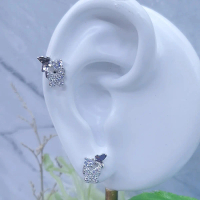 HD Silver Bogor - Giwang Kupu-Kupu Variasi Full Permata - Silver 925 Lapis Emas Putih - Giwang Hits