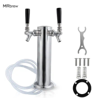 Dual Faucet Draft Beer Tower Double Faucet Tap Beer Tower Dispenser Chrome Plated Double Faucet Beer Tower Pre-assembled Lines