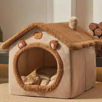 {DLGIFJIE} Foldable Pet House Removable Washable Cat House Puppy Cave Sofa Pet Bed House for Extra S