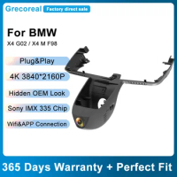 Grecoreal Dash Camera Car Dashcam for BMW X4 G02 2022 2021 2020 2019 OEM Front Rear Dual Dash Cam 4K Wifi Car DVR Plug Play