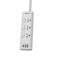 【Philips 飛利浦】新安規 3開3插 2USB+Type C PD 20W延長線1.8米(CHP8430 2入組)