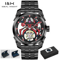 IDEAL KNIGHT Automatic Mechanical Watch for Men Luminous Spider Tourbillon Flywheel Watch Luxury Top Quality Men's Wristwatches