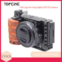 Topcine ZV-E10 Cage with Wood Handle Compatible for Sony Alpha ZV-E10 Camera, Aluminum Alloy Camera Rig for Sony ZVE10 Camera.