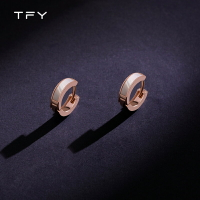 TFY鍍18K玫瑰金小耳扣耳環年新款潮法式白貝母耳釘耳圈耳飾