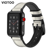 White Color Watch Straps For Apple Watch , VIOTOO Leather Silicone Rubber Watch-strap Watch Bands