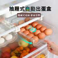 冰箱雞蛋收納盒 抽屜式 保鮮雞蛋盒 自動出蛋 收納蛋盒架 冰箱蛋滾置物架 裝蛋架 鴨蛋