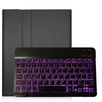 7 Colors Backlight Keyboard for iPad Air 4 Air 5 2022 Leather Case with Pencil Slot and Detachable Bluetooth Keyboard
