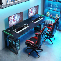 Internet Cafe Desktop Computer Desks Home Double-layer Gaming Desk Simple Office Desk Double E-sports Table and Chair Set