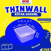 Thinwall Square 3000 ml - Kotak Makan Plastik (merk random