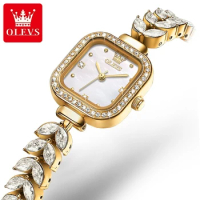 OLEVS 9987 Fashion Quartz Watch Gift Square-dial Stainless Steel Watchband