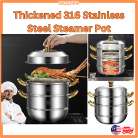 Thickened 36/40 cm 2/3/4 Layer Splitable 316 Stainless Steel Big Capacity Multifunction Steamer Pot