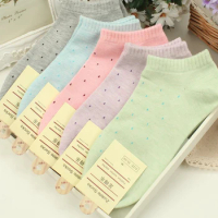 5pair/Lot Hot Sale Newly Design Cute Cartoon Socks Striped Pattern Women 100% Cotton Sock Winter