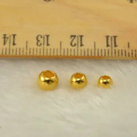 New Pure 24K Yellow Gold Beads 999 Gold Smooth Loose Beads Women DIY Beads