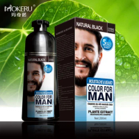 Mokeru 200ml Natural Ginger Shampoo Mens Beard Black Dye Shampoo Hair Coloring Black Shampoo For Men Covering White Gray Hair
