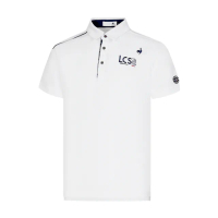 【LE COQ SPORTIF 公雞】高爾夫系列 男款白色簡約百搭高機能防曬短袖POLO衫 QGT2J202