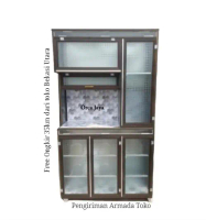 Rak Piring Alumunium 3 Pintu Super + Roda CA tanpa kunci / Rak Piring 3 Pintu Aluminium / Free Ogkir