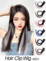 Jepit Rambut Palsu Lurus Wig Rambut Palsu Wanita Warni Pemanjang Rambut Palsu Jepit Extention Wanita