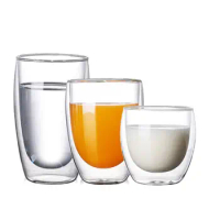 Cold Beverage Transparent Tumbler Double Wall Handmade Drinkware Glass Cup Beer Mug Glass Mug Espresso Coffee Cup