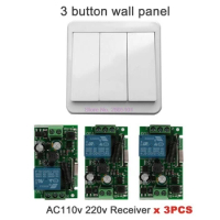 dhl or fedex 50pcs 433 MHz Wireless Remote control switch AC 110V 220V Relay Receiver Module and Wall Switch Transmitter
