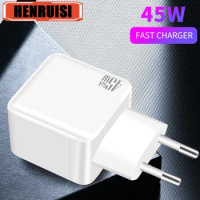 GaN 45W Fast USB Charger Type C Quick Charging Wall Charger For Samsung Xiaomi iPhone Vivo Oppo Realme Mobile Phone Adapter