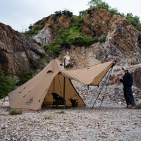 OneTigris Gastropod 2-6 Person Hot Tent Enhanced 3D Ventilation System Includes Tent Poles Stove Jack for Burning Stoves