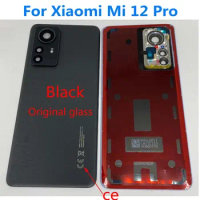 Original Battery Housing For Xiaomi Mi 12 Pro Glass Lid Back Cover Mi12 Pro Replacement with Camera Frame Lens + Adhesive Tape