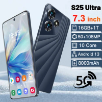 New Original Mobile Phones 5G S25 Ultra SmartPhone 7.3 inch 8000mAh Dual Sim Cell Phone 16GB+1TB Global Version Android Celulare