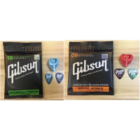 [จัดส่งทันที] Gibson สายกีตาร์โปร่ง / ไฟฟ้า 1ชุด 6เส้น แถมปิ๊ก Gibson อย่างดี 2 ตัว และที่เก็บปิ๊ก 1