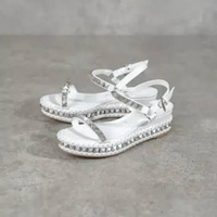 Sepatu CHRISTIAN LOUBOUTIN PYRACLOU 6CM WHITE SPIKE WEDGES 100% ORIGINAL 39