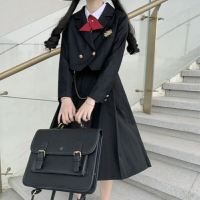 護奶裙JK制服卡奶裙小西裝西服百褶裙長裙暗黑色班服校服女學生