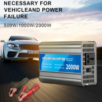 Inverter 12v 220v Solar Inverter 500/1000/2000W Portable Voltage Transformer AutoCharger Converter Universal Socket Customizable