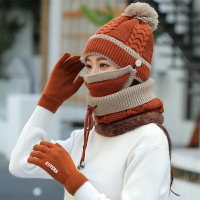 秋冬季新款針織帽子女士韓國騎車加厚保暖女式毛線帽子防凍帽1入