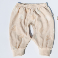 天然彩棉嬰兒哈倫褲 寶寶夏季薄款提花開襠褲子 男童女童夏裝短褲